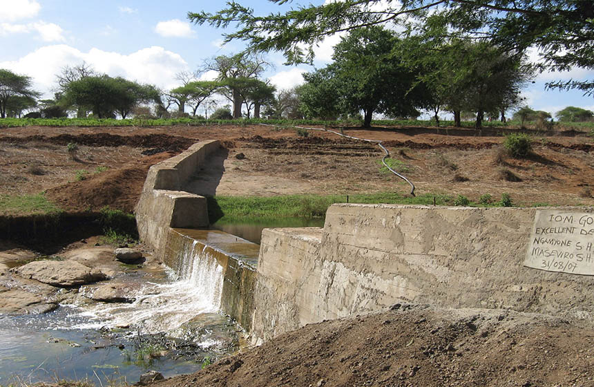 Newly-constructed sand dam